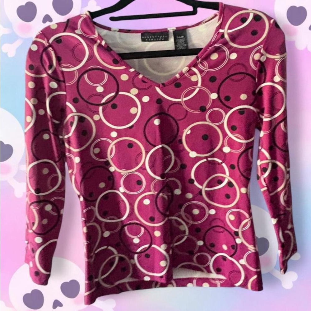 Apostrophe Pink Circle Pattern Long Sleeve Top